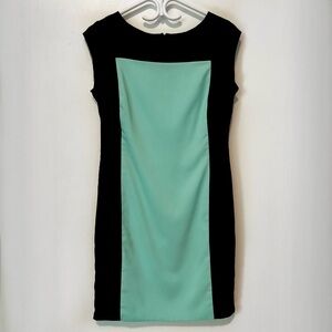 BEDO Size M Blue Black Colour Block Midi Dress